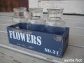 NYDT 2330BL ガレージ3ボトルビン&FLOWERS  (BOX)W215×H70×D80 / (ビン) W65×H130×D65