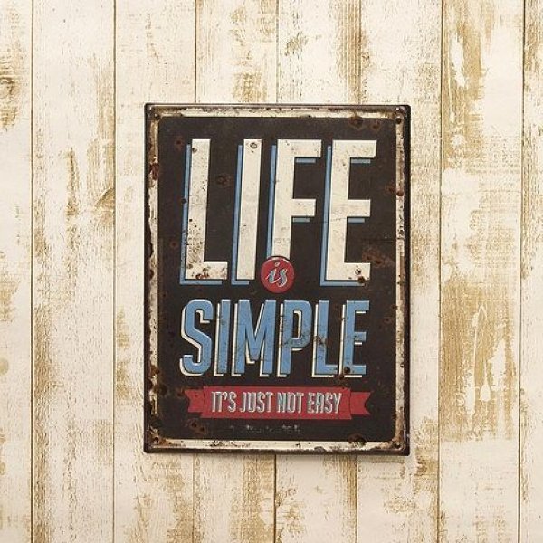 画像1: アンティークエンボスプレート[Life Is Simple] (約)W25×H33cm