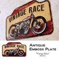 アンティークエンボスプレート【Vintage Race】約 W40 x H24 cm