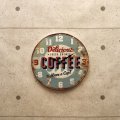 アンティークエンボスクロック[Coffee]  (約)Φ40cmxD3cm *TIN製 大きさもあって迫力満点!!