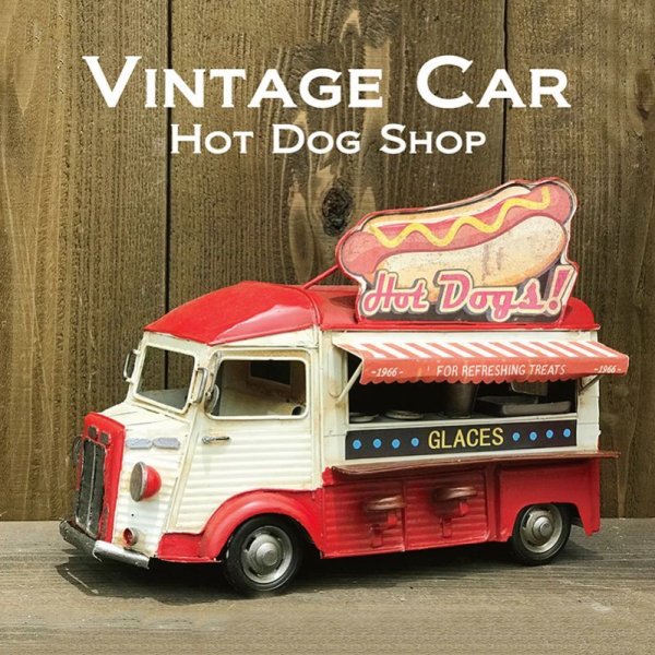 画像1: ヴィンテージカー［Hot Dog Shop］(ブリキ自動車) (約)W28xD15.5xH20.5cm 