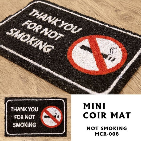 画像1: 【玄関マット】MINIコイヤーマットNOT SMOKING (約)W400×T14×H250