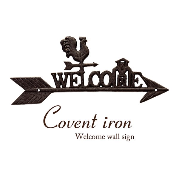 画像1: Covent Iron コベントアイアン［WELCOME ウォールサイン（ルースター）］ (約)W34 x D1 x H14.5 cm  アイアン製 