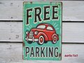 【アルミサインプレート看板】FREE PARKING (約)W200×H300 