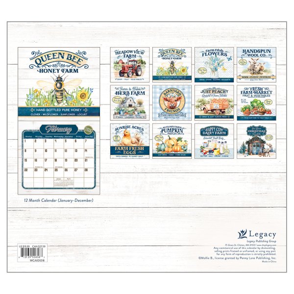 画像3: No2・2026年度版アメリカンカントリーカレンダー  WCA101018　Farm to Table【2枚限り】*只今入荷待ちです。