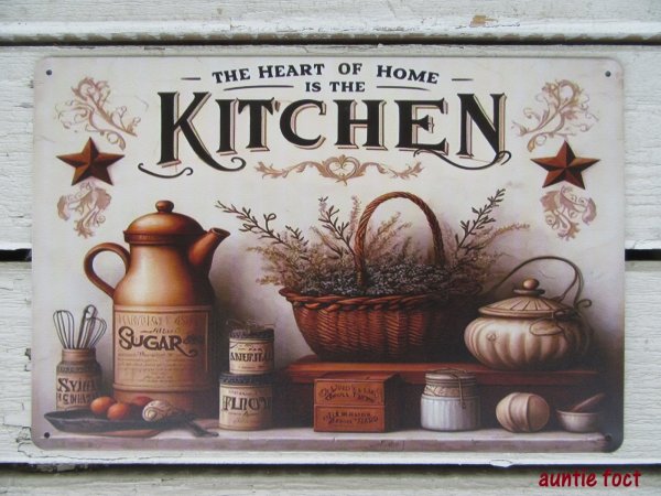 画像1: 【メタルブリキサインプレート看板】THE HEART HOME KITCHEN (約)W200×H300 