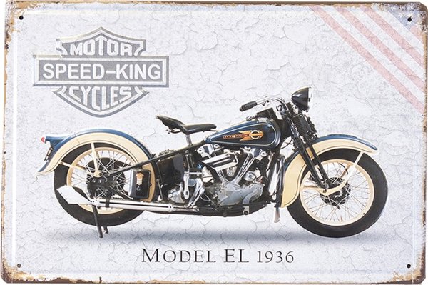 画像1: アンティークメタルエンボスプレートS [SPEED KING MODEL EL 1936] ブリキ製 (約) W30 x H20 cm / 170g