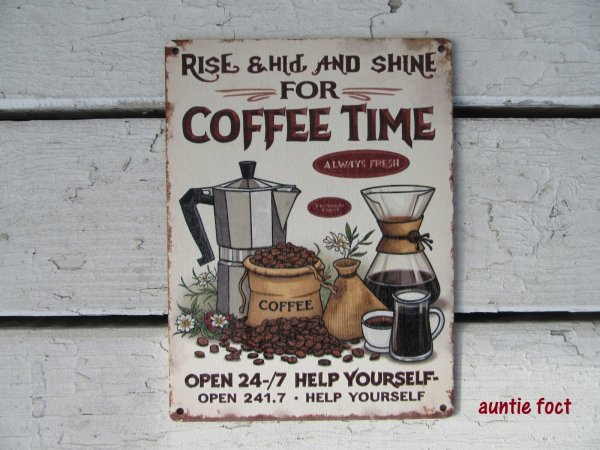 画像1: 木製サインプレート【コーヒータイム】 (約) W20cm x x H15cm(小さ目サイズ)