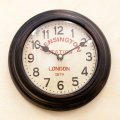 【掛時計】 プレステージクロック・ブラック[ラウンド"KENSINGTON STATION"] ΦW.21.5cm 
