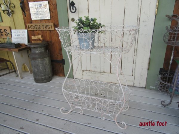 画像2:  GX-82 マルシェ・2段スタンドバスケット【アイアン製】 (約)W600×H740×D280【完成品】